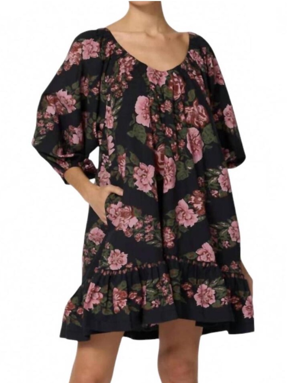 Cleobella Haley Dress Juliet Floral Black Boho Ruffle Mini Size Small NWOT - Picture 4 of 12